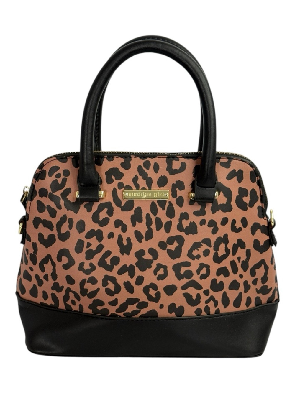 Madden Girl Leopard Print Satchel Handbag | Animal Skin Purse Black & Brown